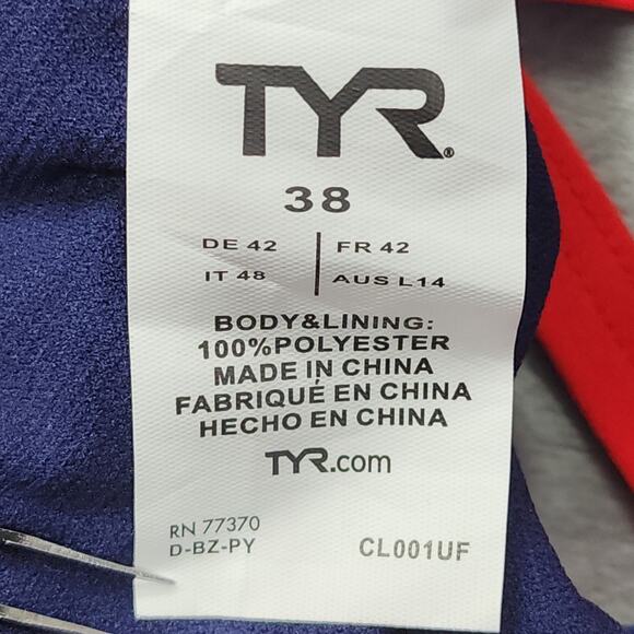 NEW TYR Swimsuit Womens 38 Red White Blue Star Spangled Diamondfit One Piece - Picture 7 of 12